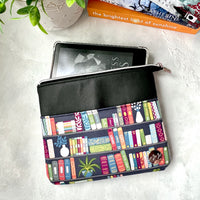 Bookshelf on Dark Grey e-reader Zippered Sleeve