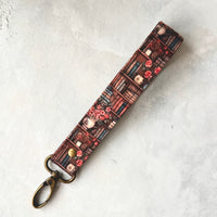 Antique Bookshelf - Fabric Keychain Wristlet