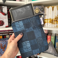 Quilted Blue Water Resistant e-reader Zippered Sleeve