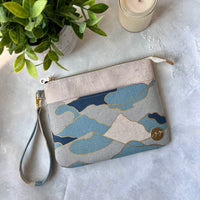 Shades of blue e-reader Zippered Sleeve with wristlet strap