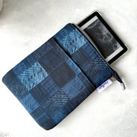 Quilted Blue Water Resistant e-reader Zippered Sleeve