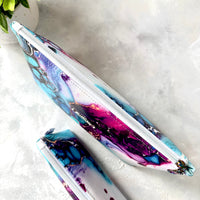 Watercolour Ink Faux Leather Zipper Pouch