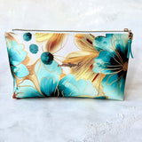 Golden Teal Faux Leather Zipper Pouch