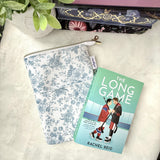 Vintage blue floral -  Zippered Book Sleeve