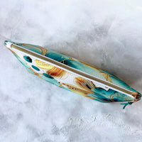 Golden Teal Faux Leather Zipper Pouch