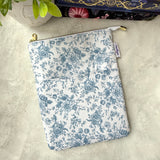 Vintage blue floral -  Zippered Book Sleeve
