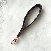 Rose Gold Floral Line Art - Fabric Keychain Wristlet