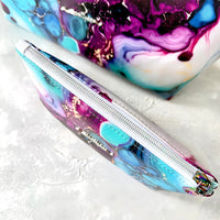 Watercolour Ink Faux Leather Zipper Pouch