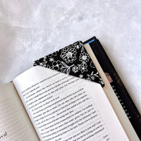 Black & White Floral Line Art Fabric Bookmark