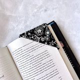 Black & White Floral Line Art Fabric Bookmark