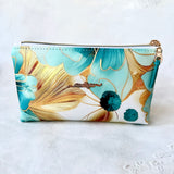 Golden Teal Faux Leather Zipper Pouch