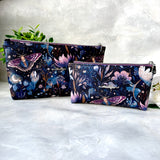 Midnight Moths -  Faux Leather Zipper Pouch