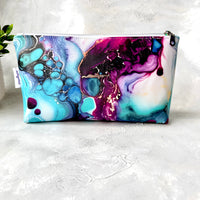 Watercolour Ink Faux Leather Zipper Pouch
