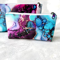 Watercolour Ink Faux Leather Zipper Pouch