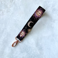 Celestial Suns & Moons  - Fabric Keychain Wristlet