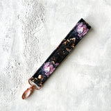 Night Peonies - Fabric Keychain Wristlet