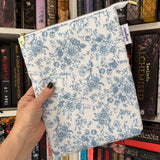 Vintage blue floral -  Zippered Book Sleeve