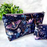 Midnight Moths -  Faux Leather Zipper Pouch
