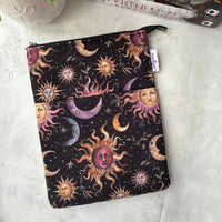 Celestial Suns & Moons -  Zippered Book Sleeve