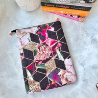 Oversized Geometric Floral -  Zippered Book Sleeve