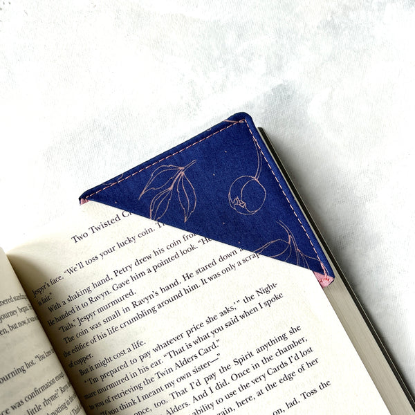 Rose Gold Peonies Fabric Bookmark