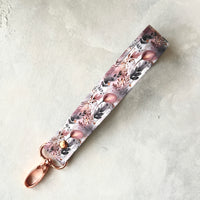 Rose & Grey - Fabric Keychain Wristlet