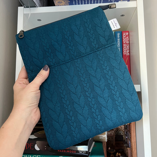 Sweater Weather - Teal -  Zippered Book Sleeve