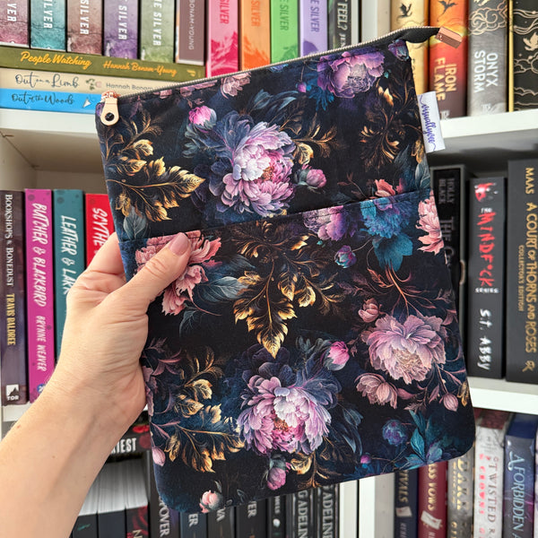 Night Peonies - Zippered Book Sleeve