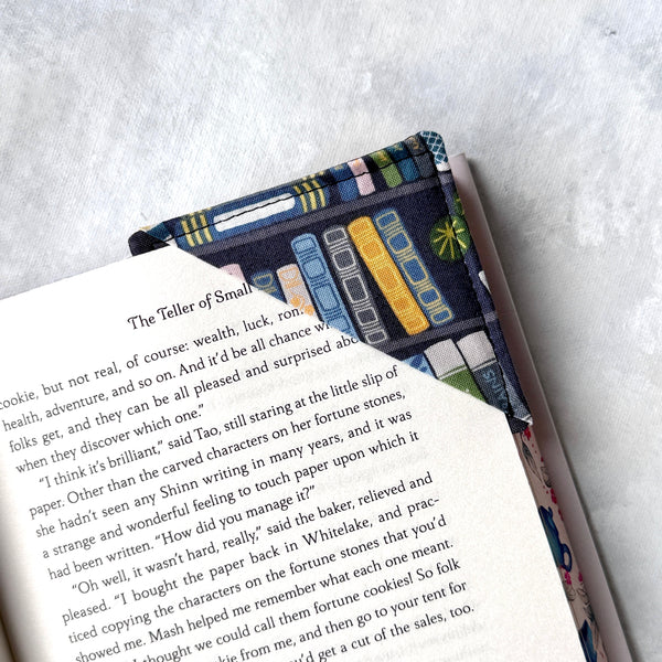 Bookshelf on Dark Grey Fabric Bookmark