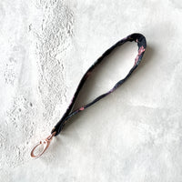 Night Peonies - Fabric Keychain Wristlet