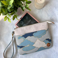 Shades of blue e-reader Zippered Sleeve with wristlet strap