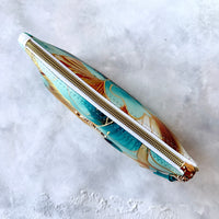 Golden Teal Faux Leather Zipper Pouch