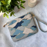 Shades of blue e-reader Zippered Sleeve with wristlet strap