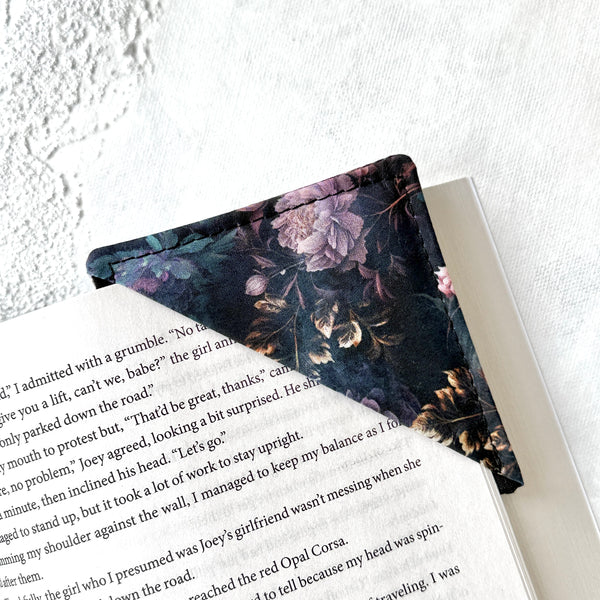 Night Peonies Fabric Bookmark