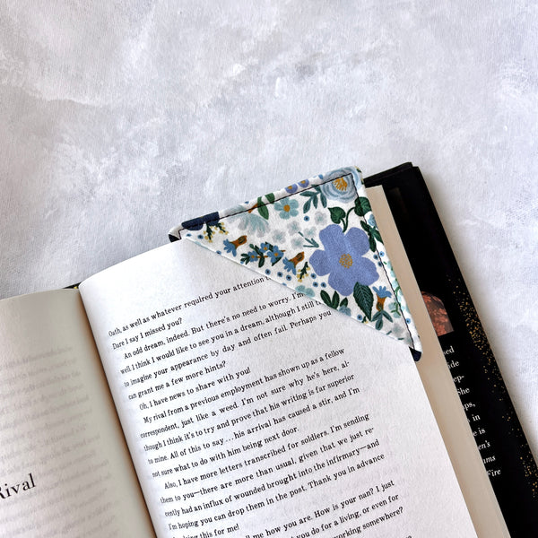 Rifle Paper Co Blue Floral Fabric Bookmark