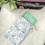 Vintage blue floral -  Zippered Book Sleeve