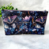 Midnight Moths -  Faux Leather Zipper Pouch