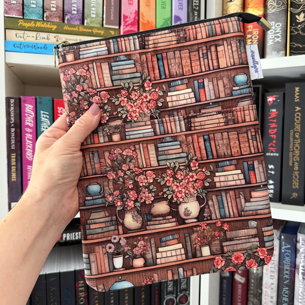 Antique Bookshelf  -  Zippered Book Sleeve