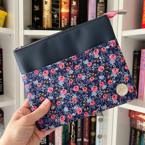 Rifle Paper Co Navy Blue Floral - e-reader Zippered Sleeve