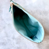 Golden Teal Faux Leather Zipper Pouch