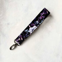 Purple Floral - Fabric Keychain Wristlet