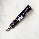 Purple Floral - Fabric Keychain Wristlet