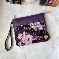 Purple Floral e-reader Zippered Sleeve with wristlet