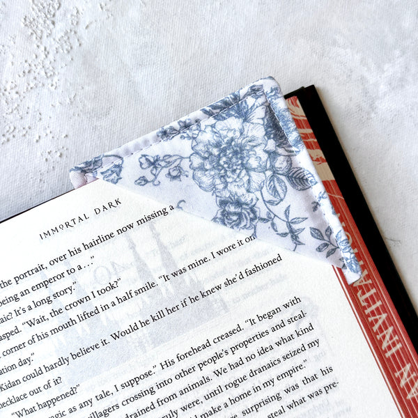 Vintage Blue Floral -  Fabric Bookmark