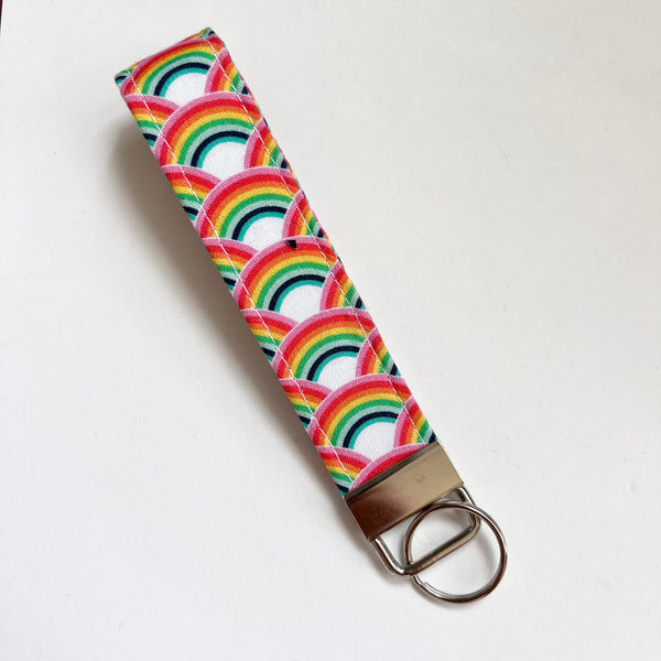Rainbow Fabric Keychain Wristlet
