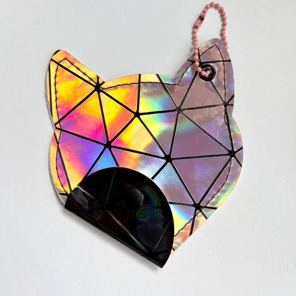 Faux Leather Cat Pouch - Holographic & Black Fractured