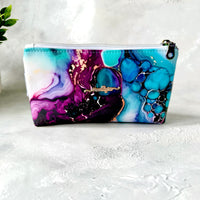 Watercolour Ink Faux Leather Zipper Pouch