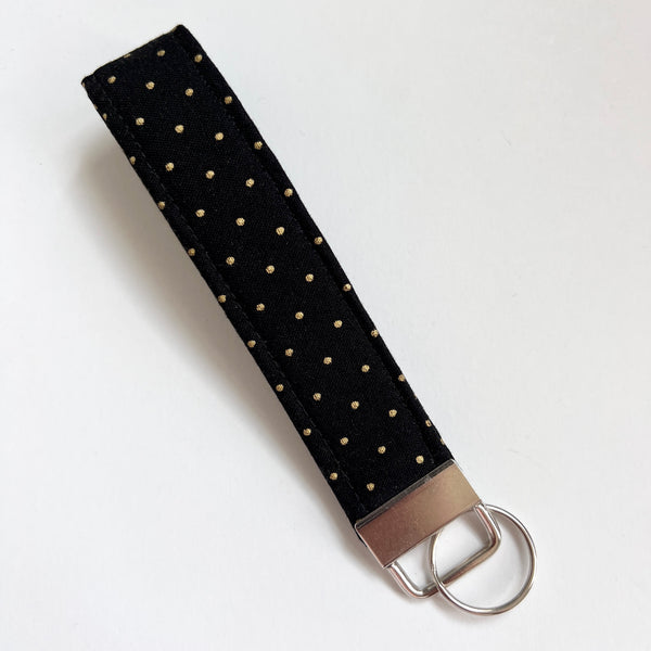 Tiny Gold Metallic Dots Fabric Keychain Wristlet