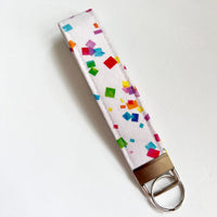 Rainbow Confetti Fabric Keychain Wristlet