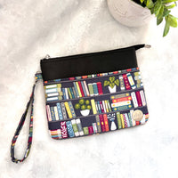 Bookshelf with Plants on Dark Grey e-reader Zippered Sleeve with wristlet